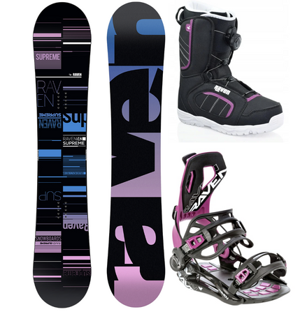 Damski zestaw snowboard Raven Supreme black